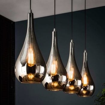 Hanglamp Sylvie 4 lampen druppel - chroom