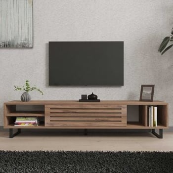 Modern TV-meubel - Woody Fashion | 100% Gemelamineerd Atlantisch Pijnboomhout | 18mm Dikte, 160x35x40cm