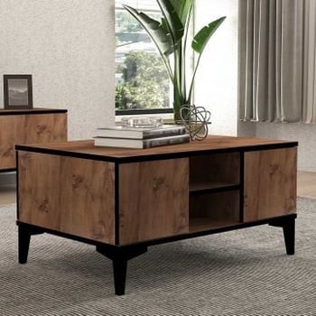 Woody Fashion Salontafel | Melamine Gecoat | 18mm | 90x45x60cm | Plastic Poot | Atlantic Pine Zwart