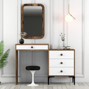 Woody Fashion Dresser | 100% Melaminegecoat met een dikte van 18 mm | 40 x 124 x 84 cm | Metalen Poten | Kleur: Walnootwit