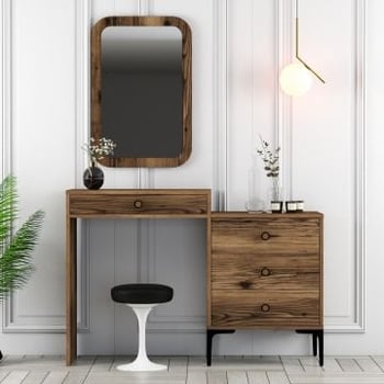 Woody Fashion Dresser | 100% Melaminegecoat | Metalen Poten | Kleur: Notenhout