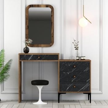 Woody Fashion Dresser | 100% Melaminegecoat | Metalen Poten | 40 x 124 x 84 cm | Kleur: Walnootzwart
