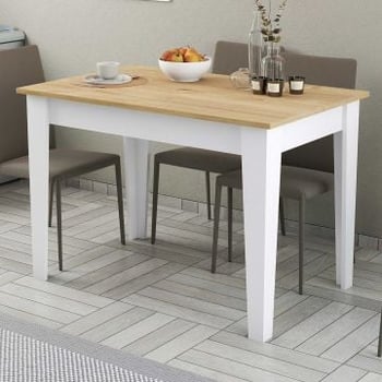 Woody Fashion keukentafel - 110x72x75 cm - Eik/wit 