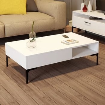 Woody Fashion Salontafel | Melamine Gecoat | Wit | 105x32cm