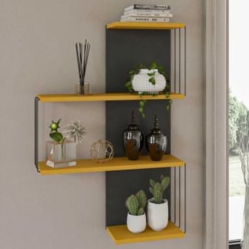 Wandplank | 18mm Dikte | 64x96x19 cm | Geel Antraciet