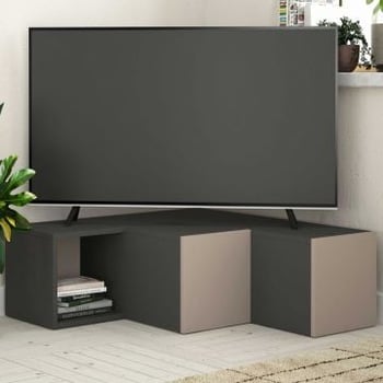 Woody Fashion TV-hoekmeubel | Antraciet Lichtbruin | 18mm Dik, 90x32x92 cm | Melamine Gecoat