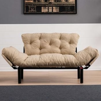 | Comfort en Uniek Ontwerp | Metalen Frame en Microvezel Stof | Crème