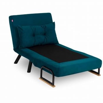 Sando 1-zits slaapbank | Metalen frame | Petrolgroen