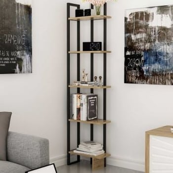 Boekenrek Woody Fashion | 45 x 22 x 180 cm | Oak Black-design