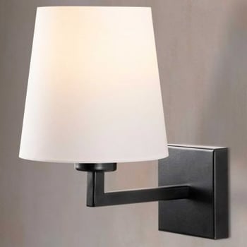 Sharifa Wandlamp | Metalen Behuizing | Stoffen Kap | 18x24cm Afmeting | 30cm Hoogte | IP20 | Zwart Wit