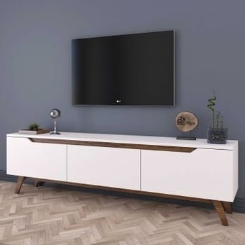Tv-meubel Floor-wit/walnoot