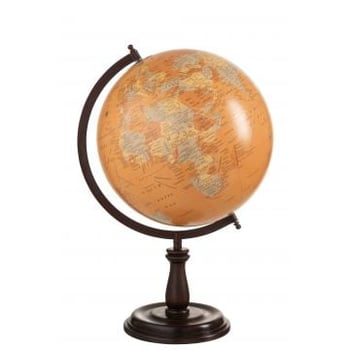 Wereldbol op voet hout oker large