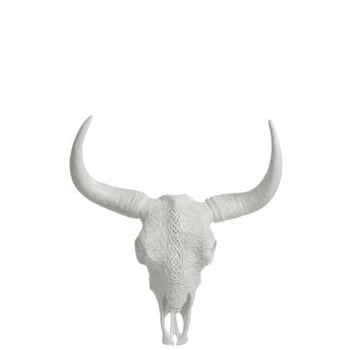 Schedel hangend ibiza polyresin wit