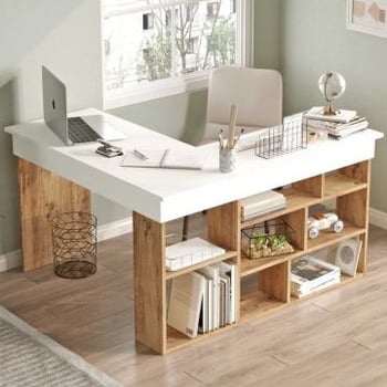 Hoekbureau Sally - grenen/wit