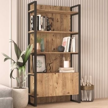 Boekenplank Locelso | 100% Melamine | Metalen Frame | Atlantisch Grenen