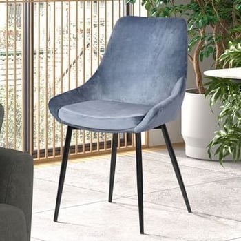 Stoel Mirano metaal/fluweel - blauw