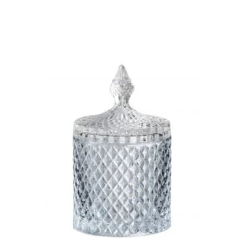 Voorraadpot geslepen cilinder glas transparant large