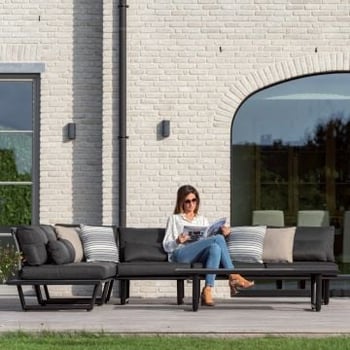 Loungeset Palmiro | Tweezitbank, hoekbank, driezitbank, salontafel | Zwart