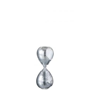 Zandloper parels glas zilver small