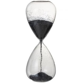 Zandloper parels glas zwart extra large