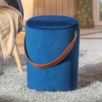 Poef Papua met deksel - blauw