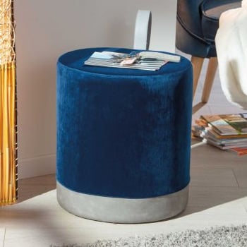 Poef Osane velours - blauw