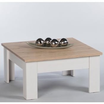 Salontafel Armando 78 x 78cm met 1 lade - eik/wit