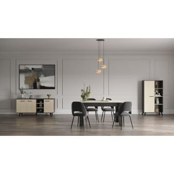 Eetkamer Kent: eettafel, buffetkast, dressoir - eikdecor/antraciet