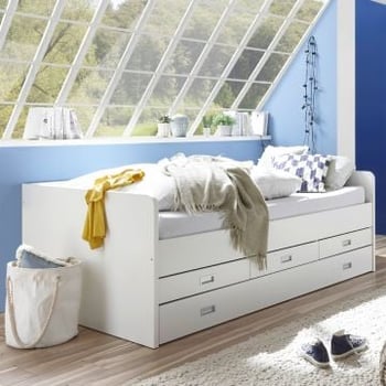 Kajuitbed Arkea 120x200 met 3 lades - wit 
