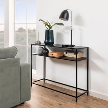 Sidetable Nebas 100cm 1 legplank - mat zwart 