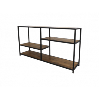 Bijzettafel Junction 150x35cm 3 legplanken - zwart/bruin