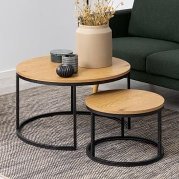 Set van 2 salontafels Spiro - eikdecor/zwart