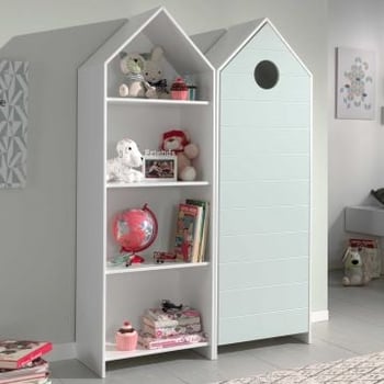 2-delige kledingkast Casami - 115x37x172 cm - Wit/muntgroen