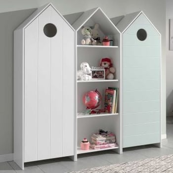2 Kledingkasten + boekenkast Casami - muntgroen/wit