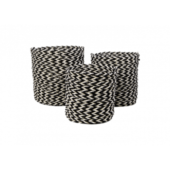 Set van 3 manden Marwa - zwart/wit - raffia/zeegras