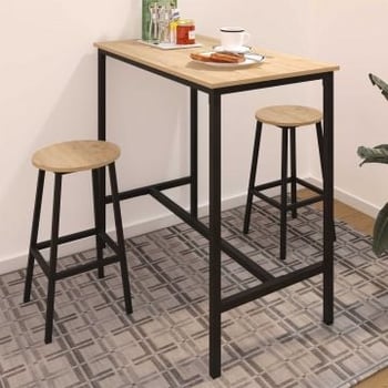 Bartafel Reinhold - met twee barkrukken - eikdecor/zwart