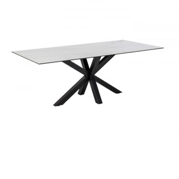 Eettafel Hennie 200x100 keramiek - wit/zwart