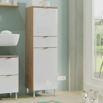 Kolomkast Mauro met 2 deuren & lade - eik/wit