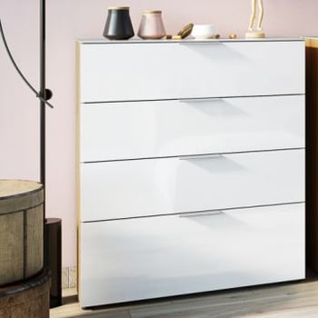 Ladekast Dudek 83cm met 4 lades - wit/eik