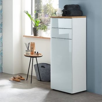 Badkamerkast Sepp met 1 deur &  2 lades - wit/eik 