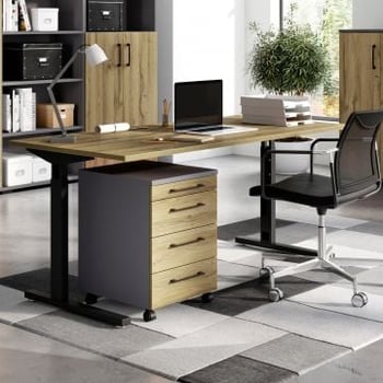 Bureau Presley 160cm mechanisch verstelbaar - eik/zwart