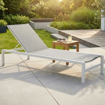 Ligbed Dolce Gescova - Aluminium wit en textileen grijs - Verstelbaar