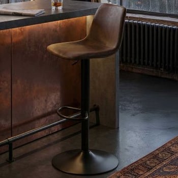 Verstelbare barkruk Tommy - 58-80cm zithoogte - bruin kunstleer