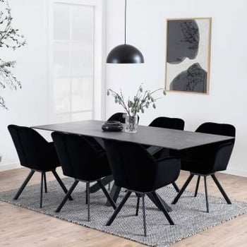 Eettafel Hennie 200x100 keramiek - zwart