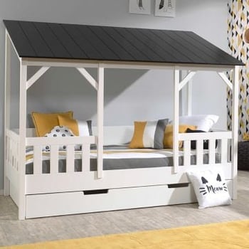 Bedhuisje Malia 90x200 met bedlade - zwart dak