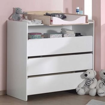 Commode Kiddy 90x72x106cm met luierplank 3 lades - wit
