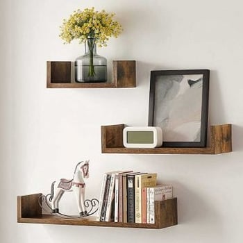 Wandplankset Konan | Kleine, middelgrote en grote wandplank | Bruin