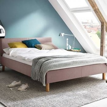 Gestoffeerd twijfelaar bed Amber - oudroze