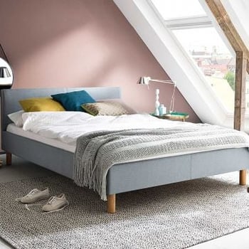 Gestoffeerd bed Amber 140x200 - ijsblauw