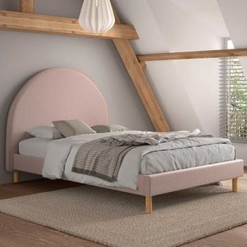 Gestoffeerd bed Maeva 140x200cm - roze bouclé stof